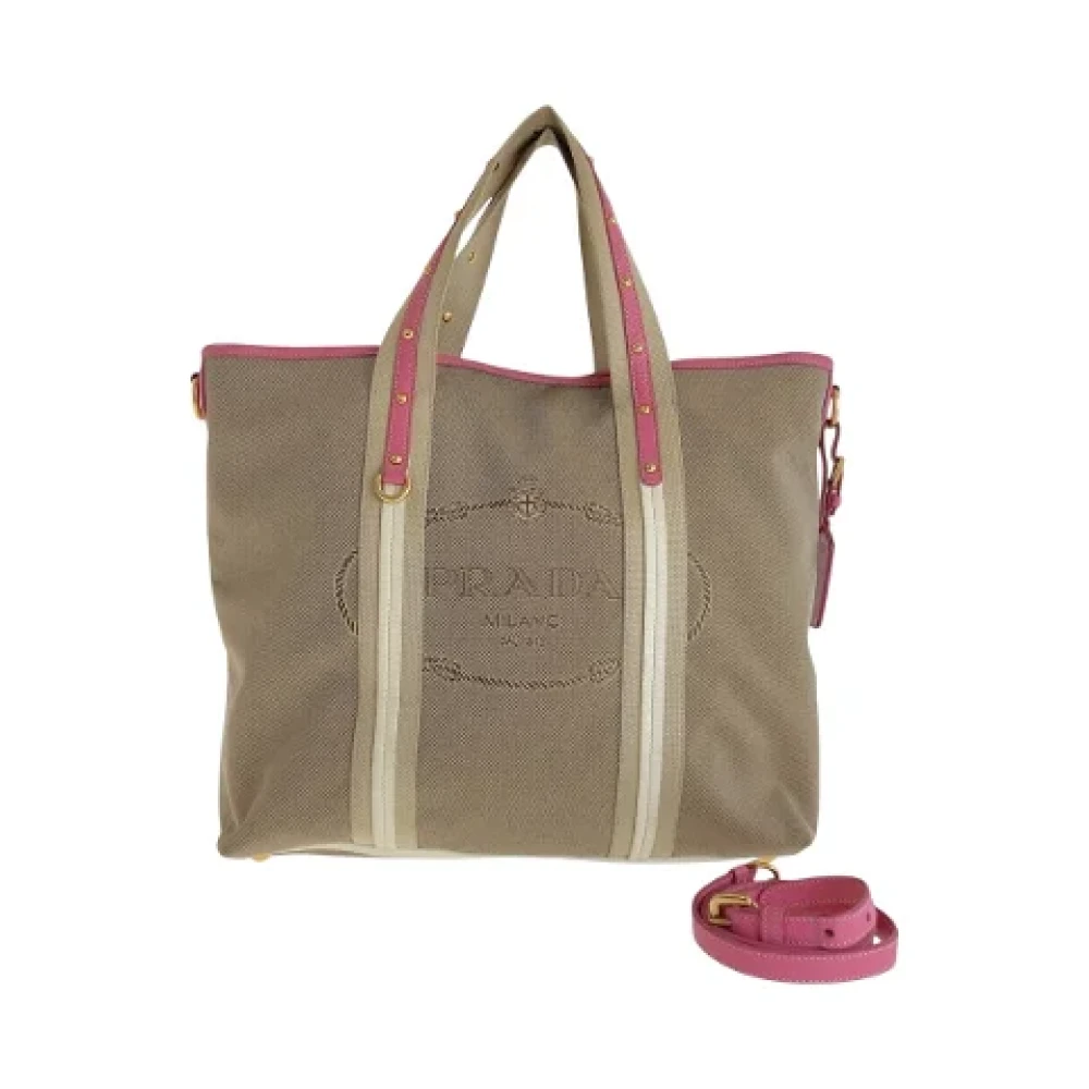 Prada Vintage Pre-owned Canvas totes Beige Dames