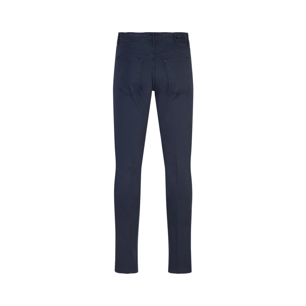 Kiton Blauwe Katoen Elastaan Gevoerde Broek Blue Heren