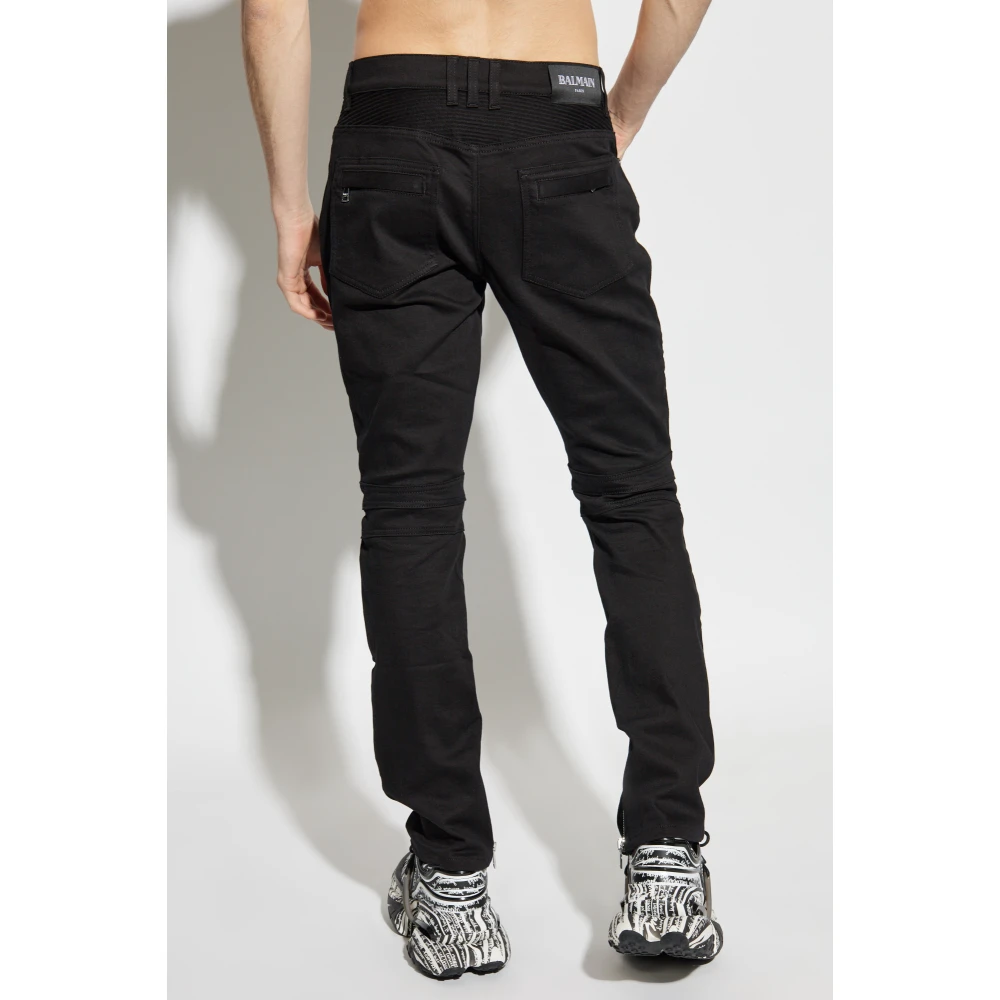 Balmain Jeans met ingenaaid ritsen aan de benen Black Heren