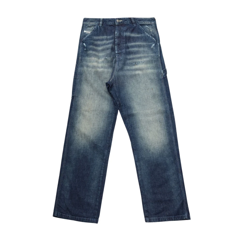Diesel Wijde Denim Jeans in Blauw Blue Heren