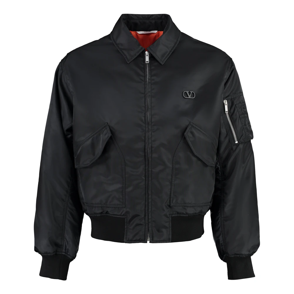 Valentino Nylon Bomberjack met Ritssluiting Black Heren