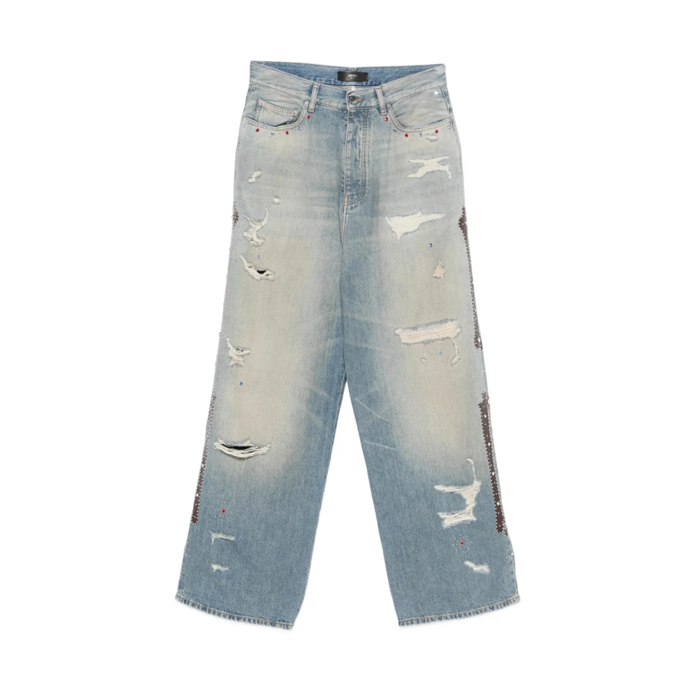 Amiri Blue Dribl Jeans - Male - Wide Jeans - W32 - Jeans