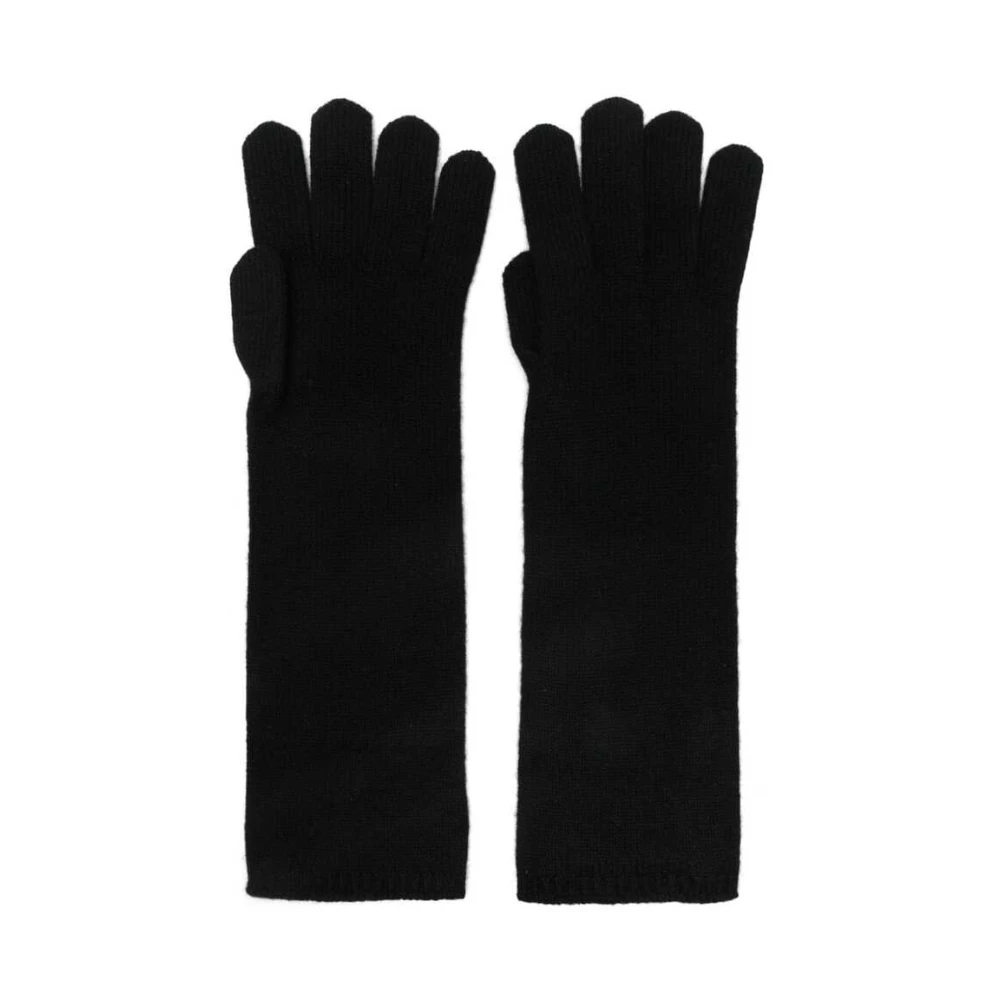Max Mara Zwarte Kasjmier Gebreide Volledige Vingerhandschoenen Black Dames