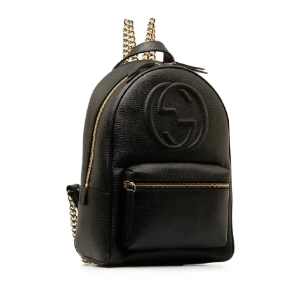 Gucci Vintage Pre-owned Leather backpacks Black Dames