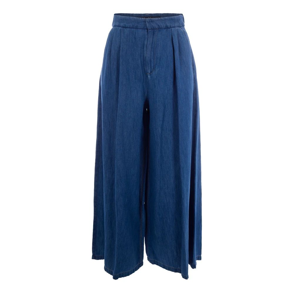 Max Mara Studio Women's Blue Wide Jeans - Wide Jeans - 2XS - Jeans