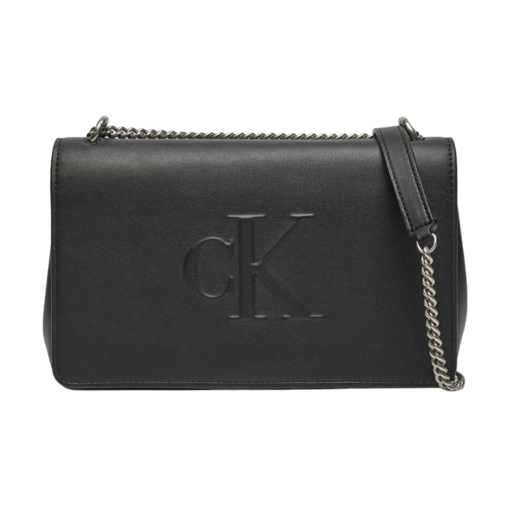 Calvin Klein Jeans Gesculpteerde Flap Tas Herfst Winter Collectie Black Dames