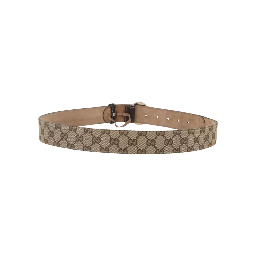 Gucci Vintage Unisex Beige Pre-Owned Vintage Gg Monogram Interlocking G Buckle Belt