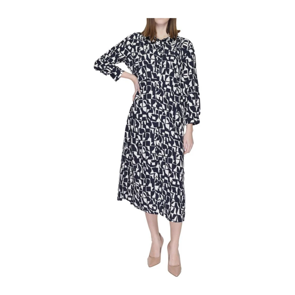 Street One Blauwe Viscose Lange Jurk Damesmode Blue Dames