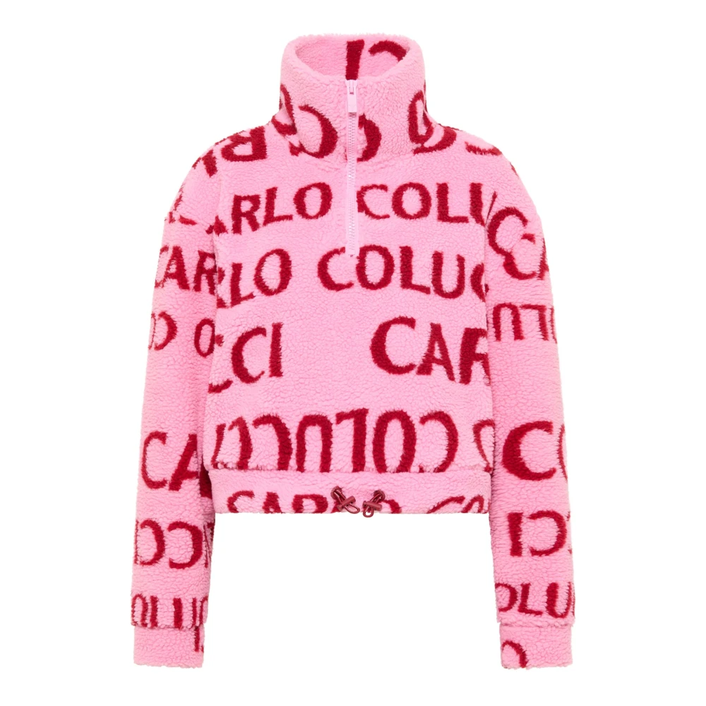 Carlo colucci Fluffy Cropped Teddy Sweater Pink Dames