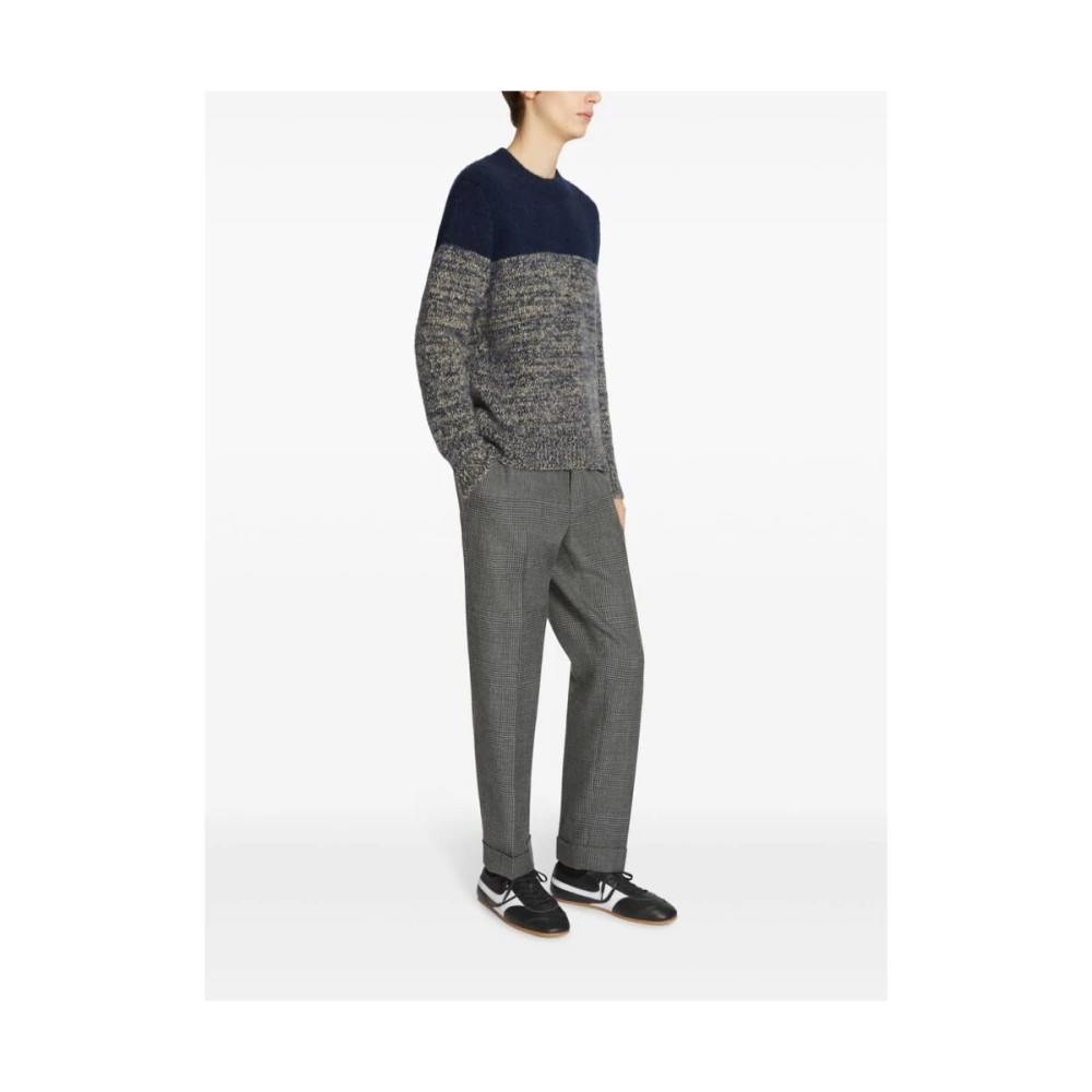 Dries Van Noten Antraciet Wol Ruit Patroon Riem Broek Gray Heren