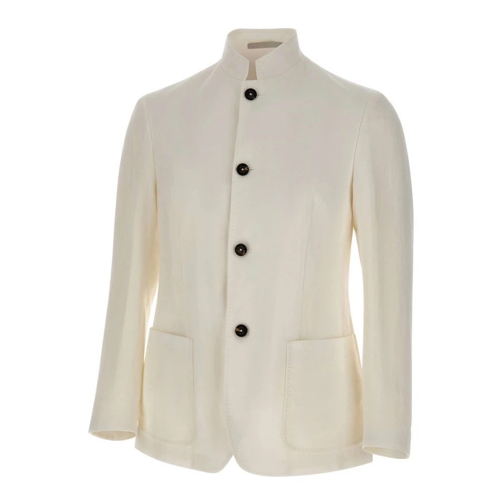 Eleventy Men's White Light Jackets, S, Linen Blend Blazer