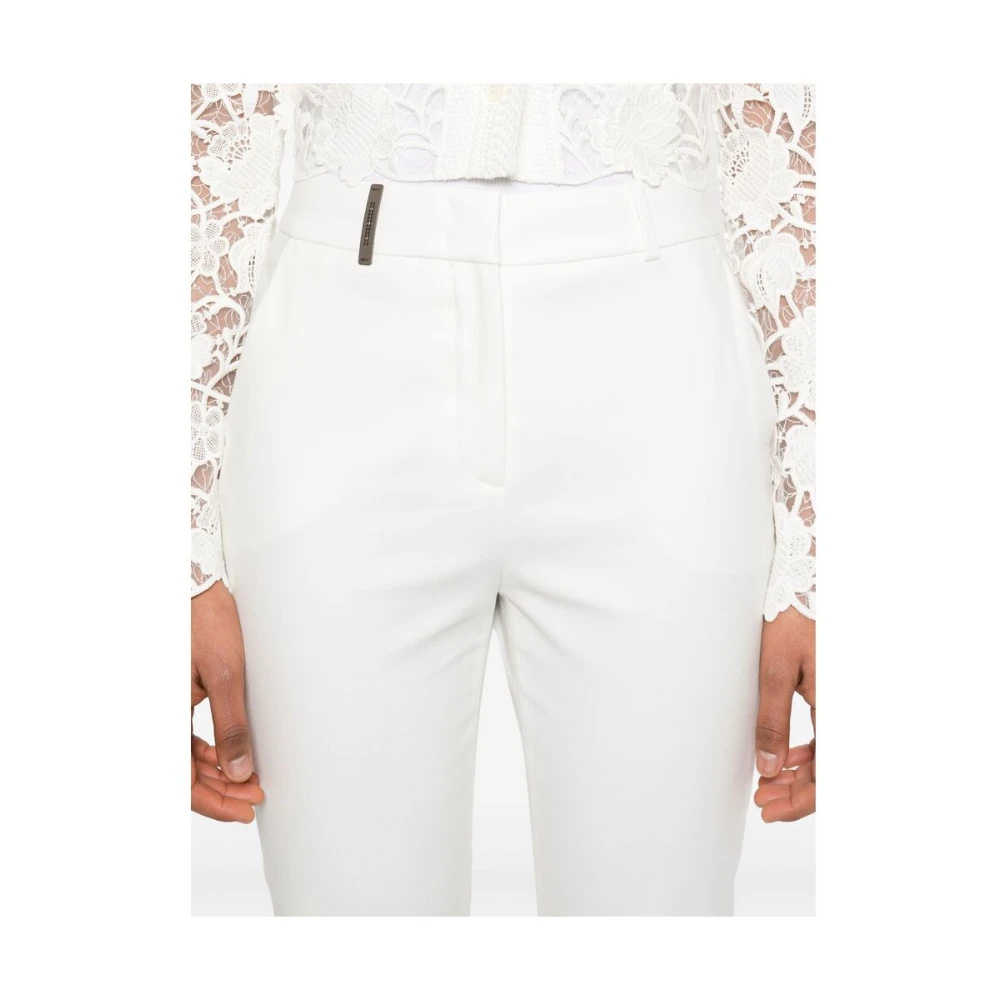 PESERICO Witte Broek met Voorknoop White Dames