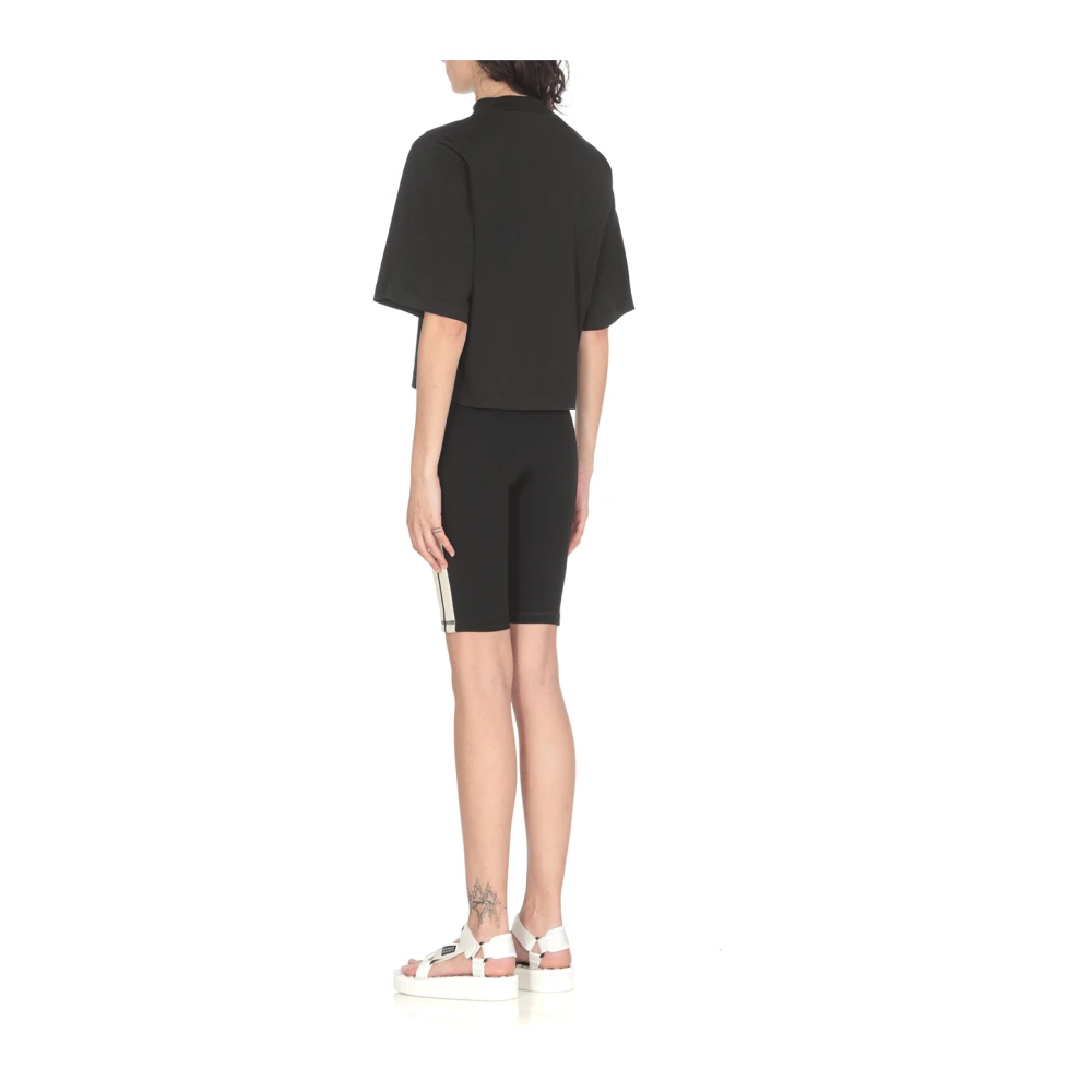 Palm Angels Zwart Katoenen T-shirt met Geborduurd Logo Black Dames