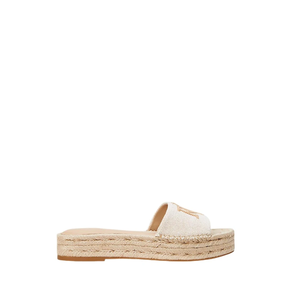 Ralph Lauren Women's Brown Sliders, 7 Uk, Espadrilles Polly In Dyed Canvas