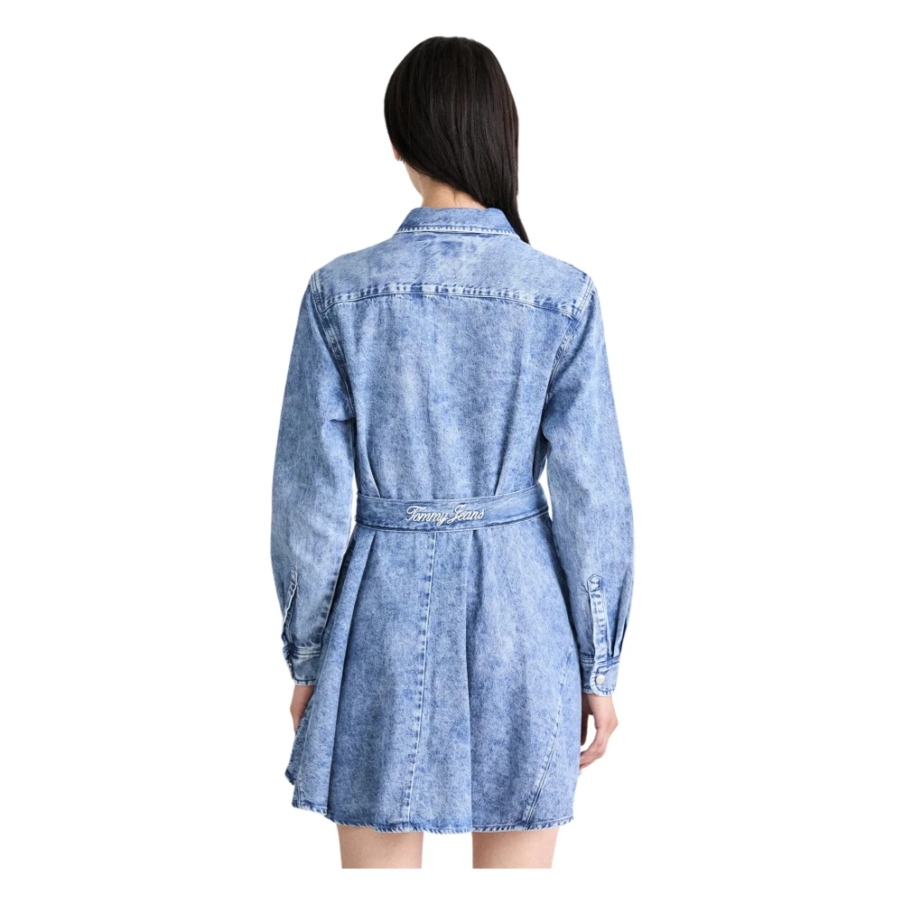 Tommy Hilfiger Denim Chambray Jurk Lange Mouwen Blue Dames