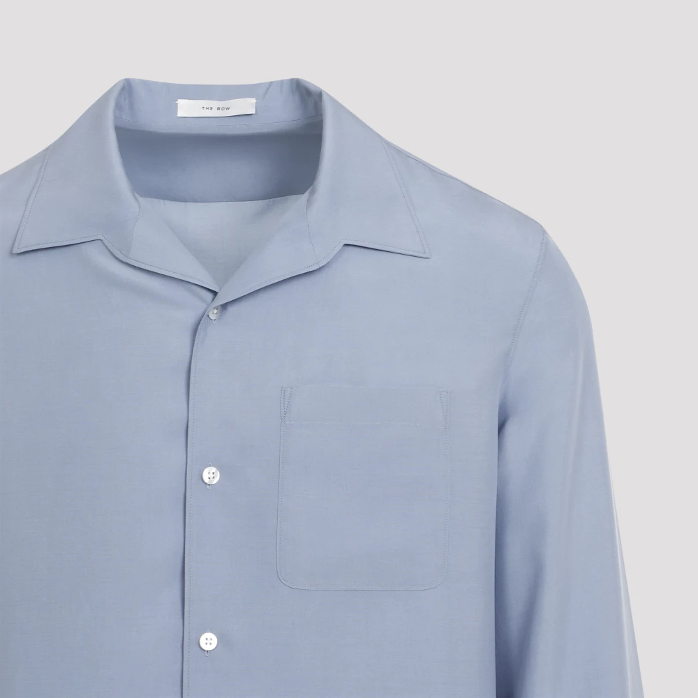 The Row Elegante Grijze Zijden Overhemd Blue Heren