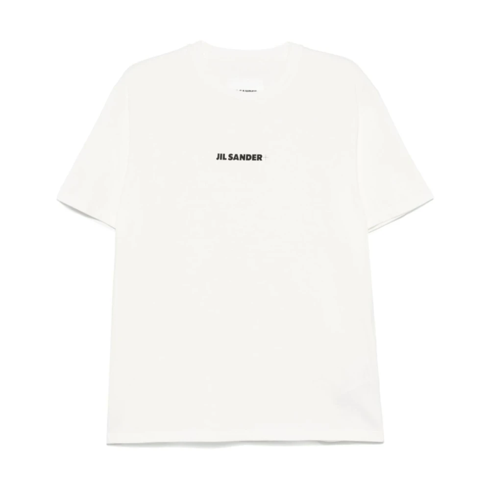 Jil Sander Men's White Logo Print Cotton T-Shirt - T-Shirts - L - Tops