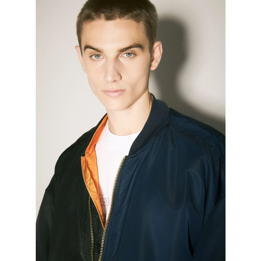 Vetements Omkeerbare capuchonbomberjas met ribboorden Black Heren
