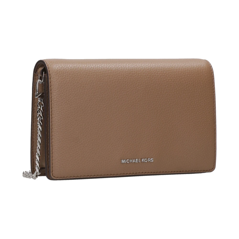 Michael Kors Schoudertas van Gelaagd Leder met Metalen Logo Brown Dames