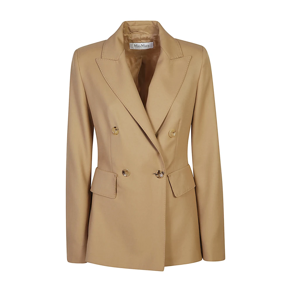 Max Mara Dubbelbreasted Blazer in Hazelnoot Beige Dames