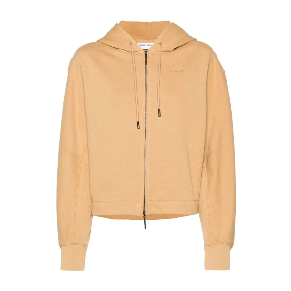 Calvin Klein Bruine Hoodie Sweater Biologisch Katoen Brown Dames