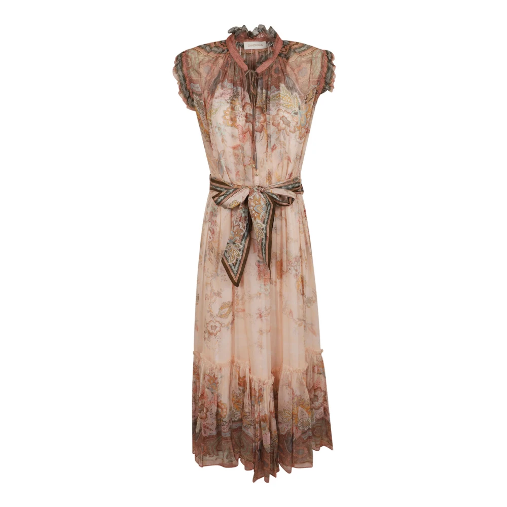 Zimmermann Women's Multicolor Midi Dresses, M, Alchemy Flutter Dress