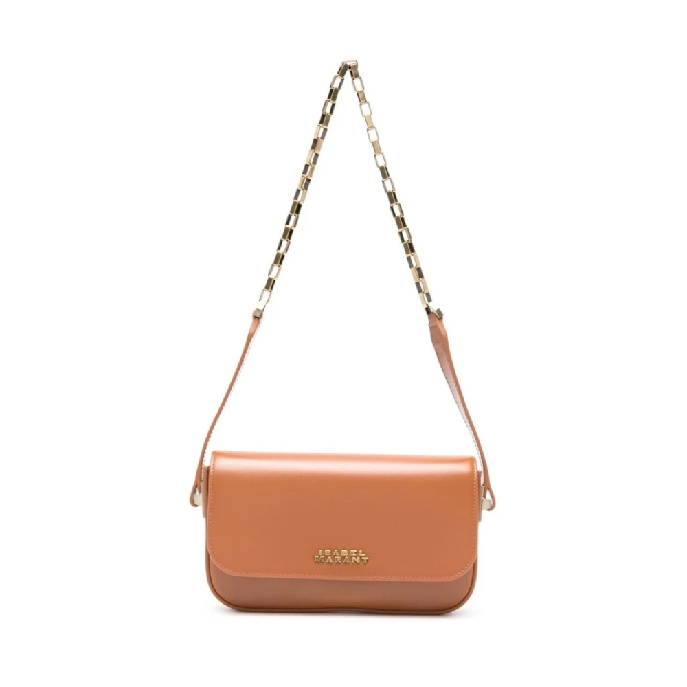 Isabel marant Cognac Bruin Leren Schoudertas met Ketting Beige Dames