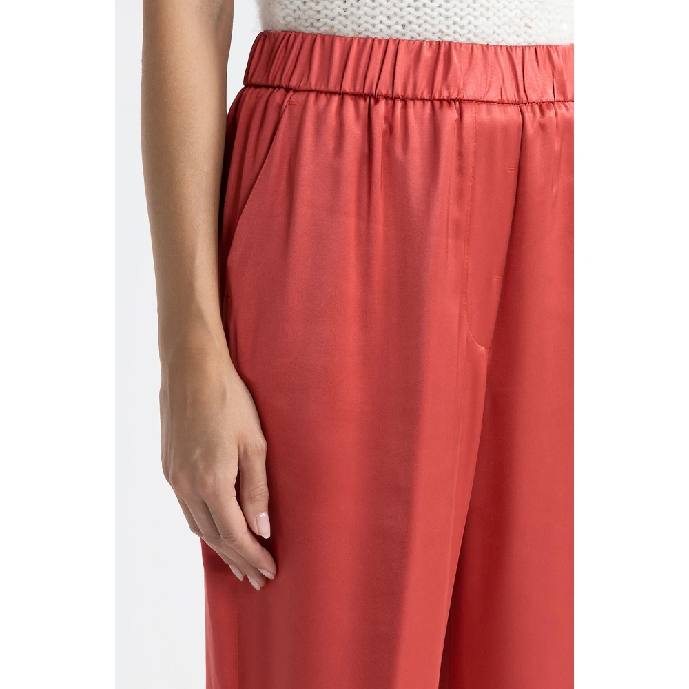 PESERICO Viscose satijnen broek Red Dames
