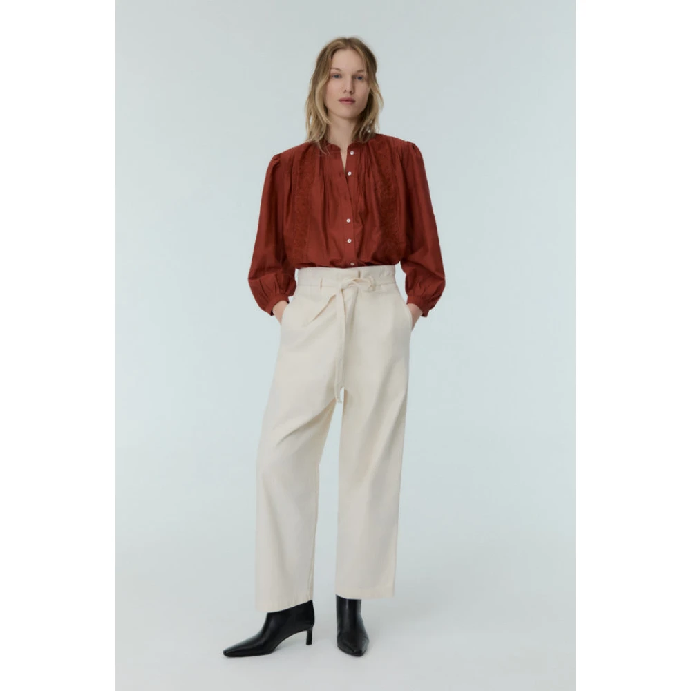 The New Society Geborduurde Zijde-Katoenen Blouse Red Dames
