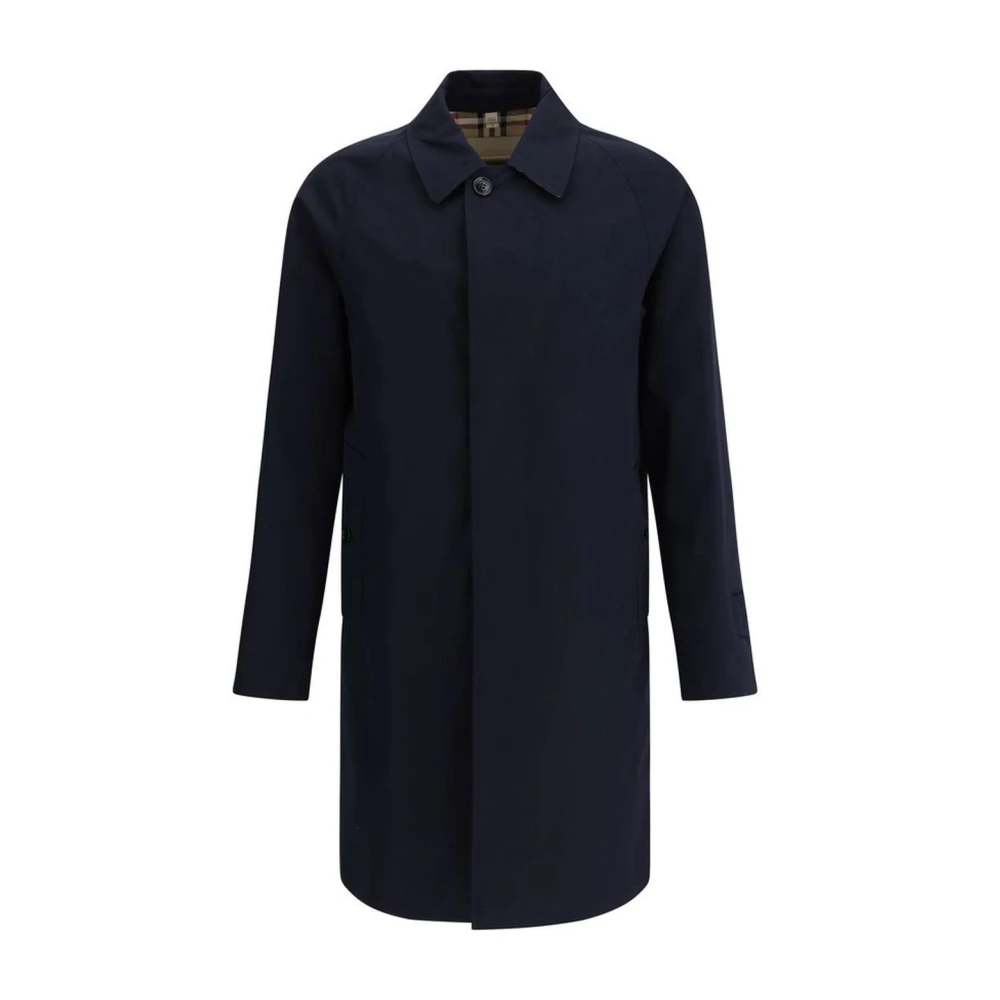 Burberry Klassieke Katoenen Jas met Geruite Voering Blue Heren