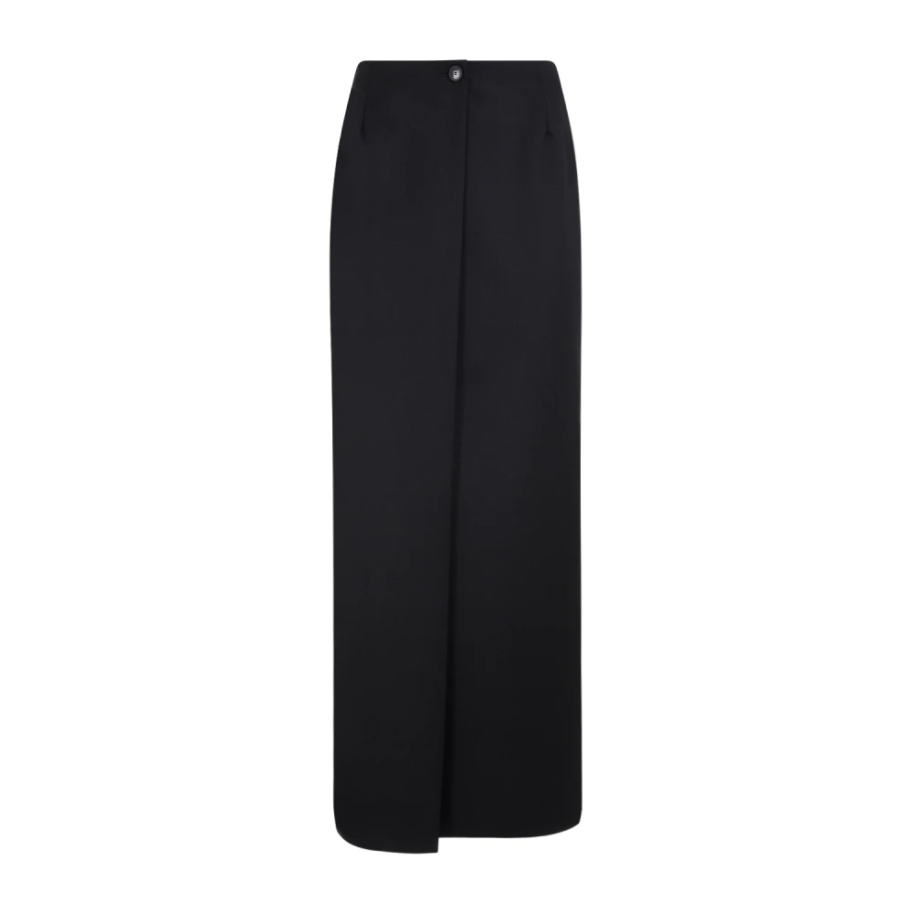 Givenchy Zwarte Wol Lage Taille Rok Black Dames