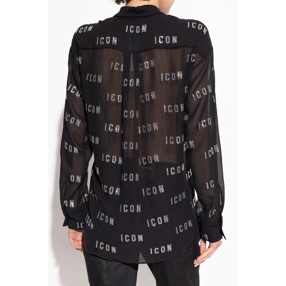 Dsquared2 Shirt met Logo Black Dames
