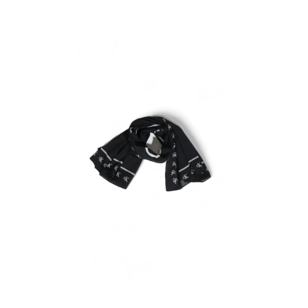 Calvin Klein Zwart Katoenen Monogram Sjaal Black Dames