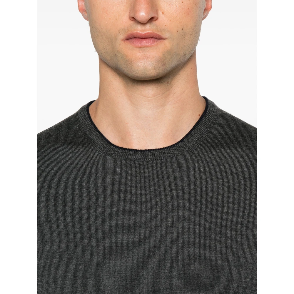 Fay Grijze Sweater met Contrast Patches Gray Heren