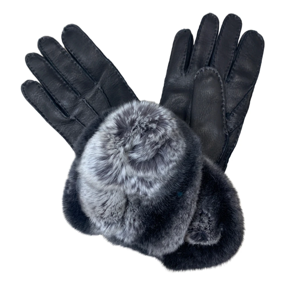 Restelli Guanti Zwarte Berg Hertenleren Handschoen Black Unisex