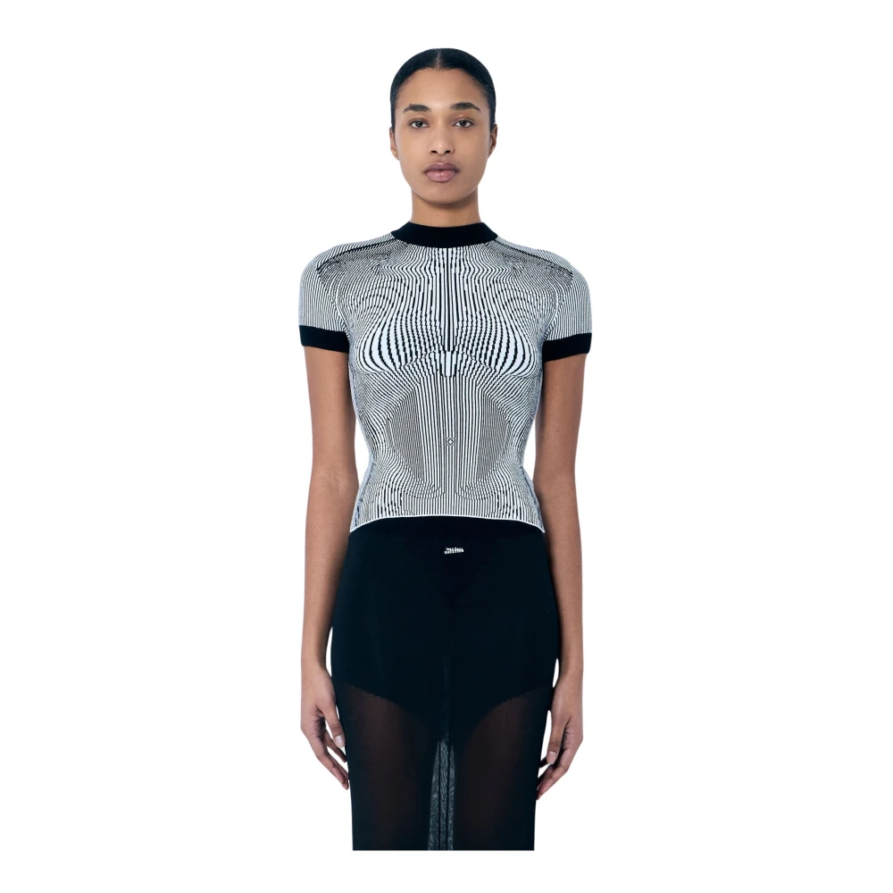 Jean Paul Gaultier Jacquard Gebreide Top met Contrastbies Gray Dames