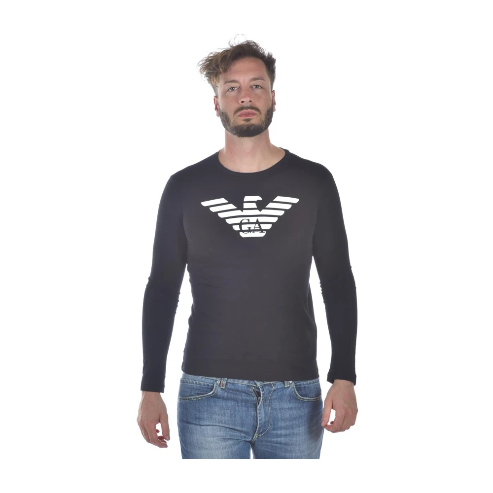 Emporio Armani Comfortabele Gebreide Pullover Sweater Black Heren