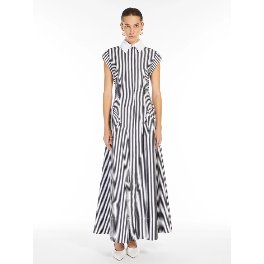 SPORTMAX Zwarte Katoenen Jurk met Uitsnijding Black Dames