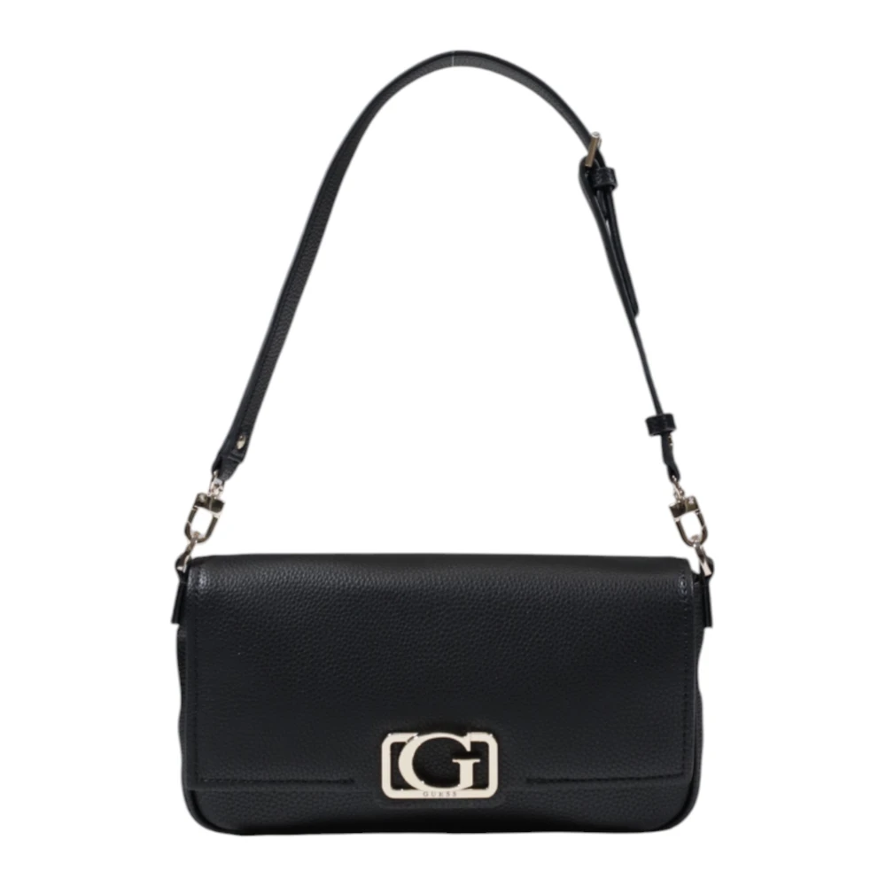 Guess Zwarte Handtas met Automatische Sluiting en Zakken Black Dames
