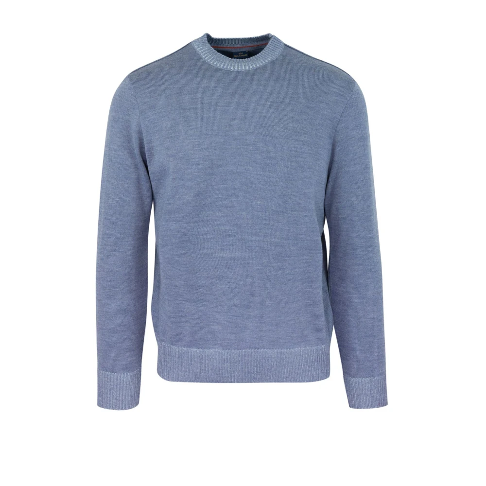 PAUL & SHARK Blauwe Wollen Trui Met Ronde Hals Blue Heren