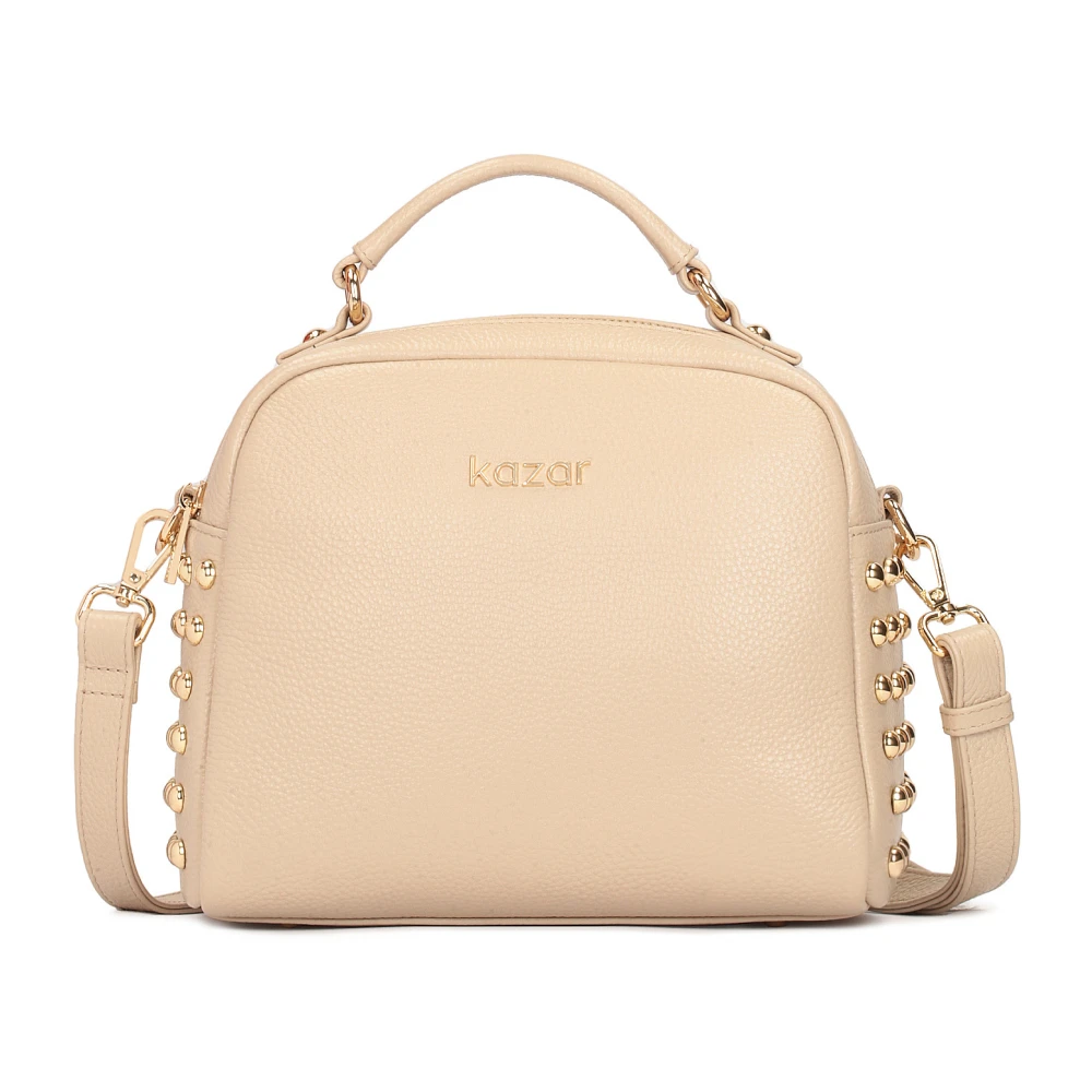 Kazar Handtas van leer versierd met studs Beige Dames