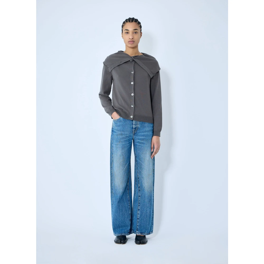 Our Legacy Gebreide Open Cardigan met Omslagkraag Gray Dames