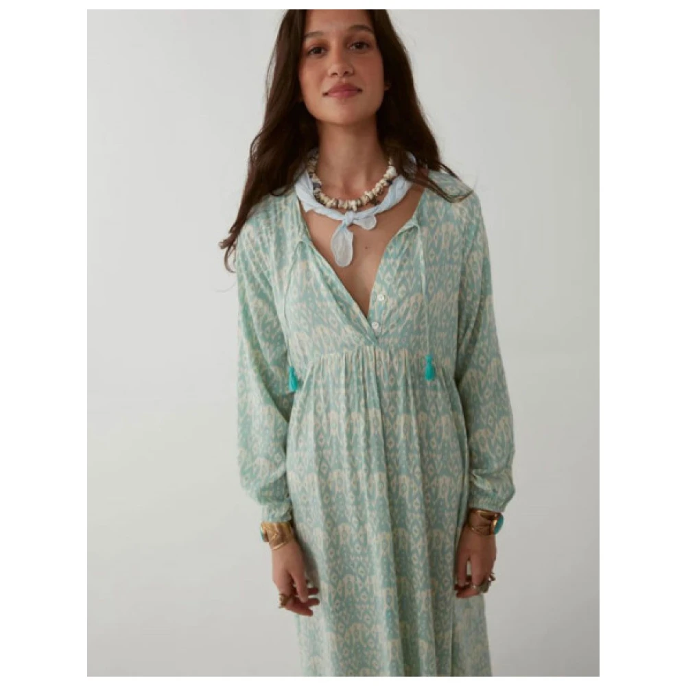 Maison Hotel Maxi Robe Maria Viscose Jurk Blue Dames
