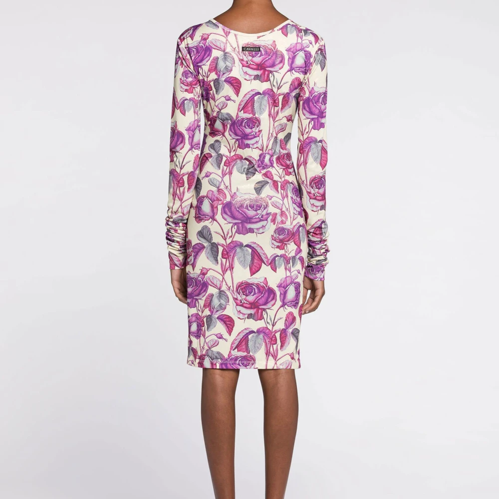 Roberto Cavalli Rose-Print Bodycon Jurk Multicolor Dames