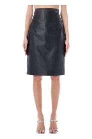 Schwarzer Lederrock mit hoher Taille SS23