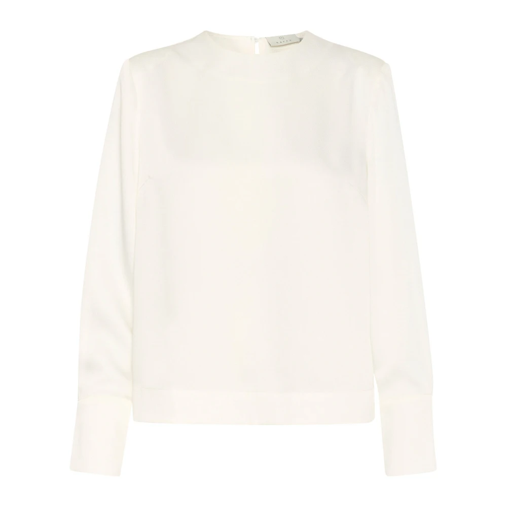 Kaffe Elegant Blus med Rund Hals White, Dam