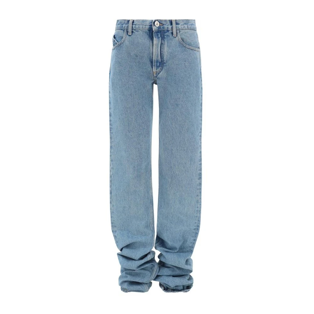 The Attico Katoenen jeans met kenmerkend leren patch Blue Dames