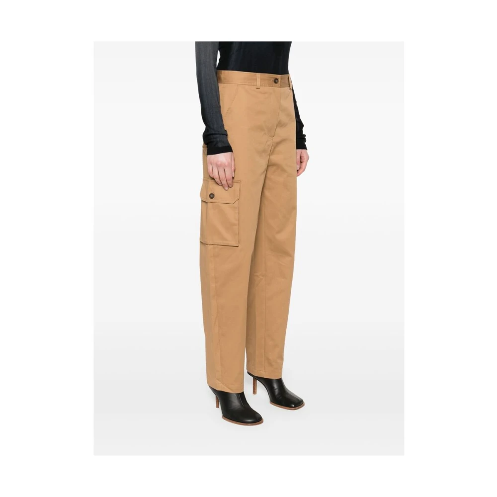 Maison Kitsuné Karamelbruine broek met voorknoop Brown Dames