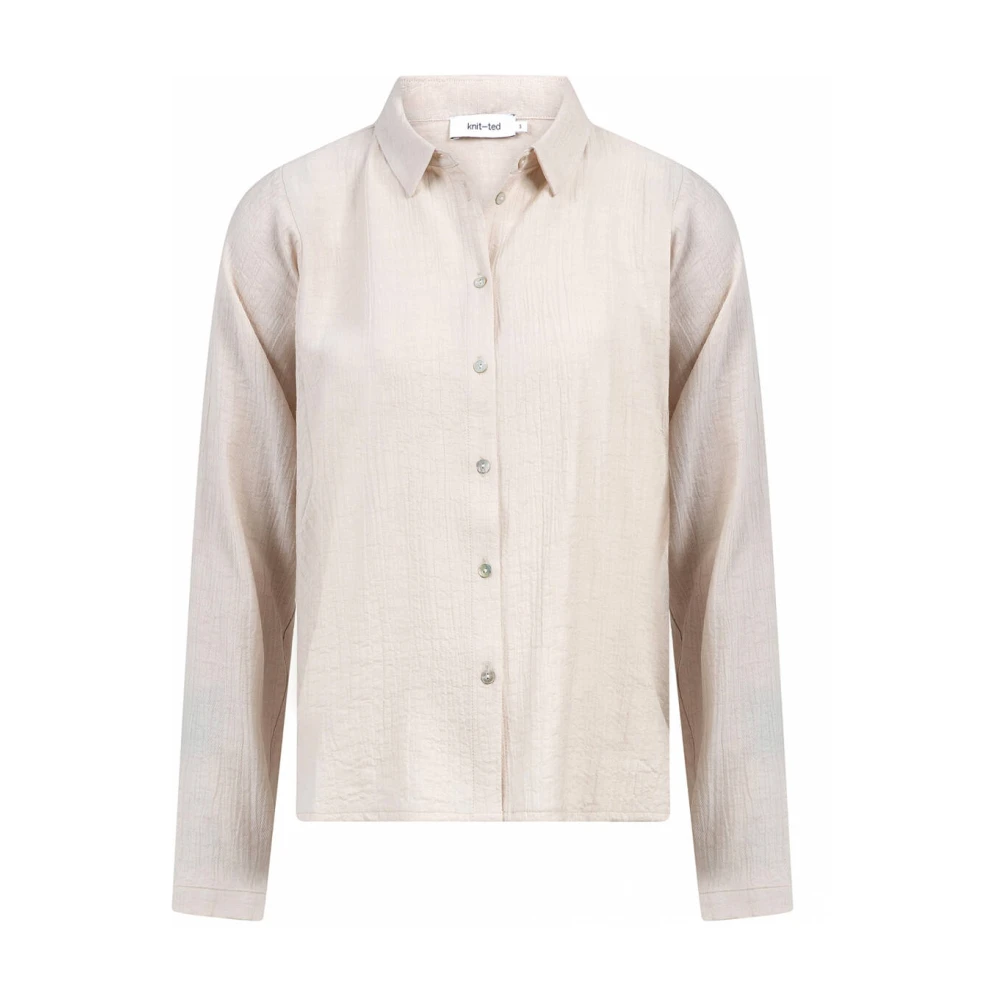 Knit-ted Lange Mouw Blouse Rosan Beige Dames