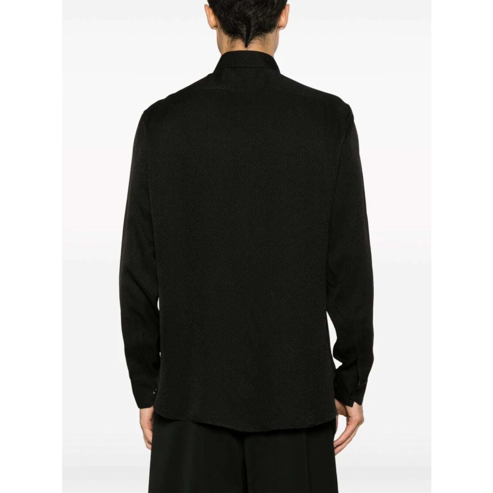 Saint Laurent Zijden crêpe overhemd met klassieke kraag Black Heren